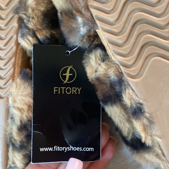 FITORY Womens Open Toe Slipper w/ Cozy Lining,Faux Rabbit Fur Cork Slide leopard - Picture 9 of 9